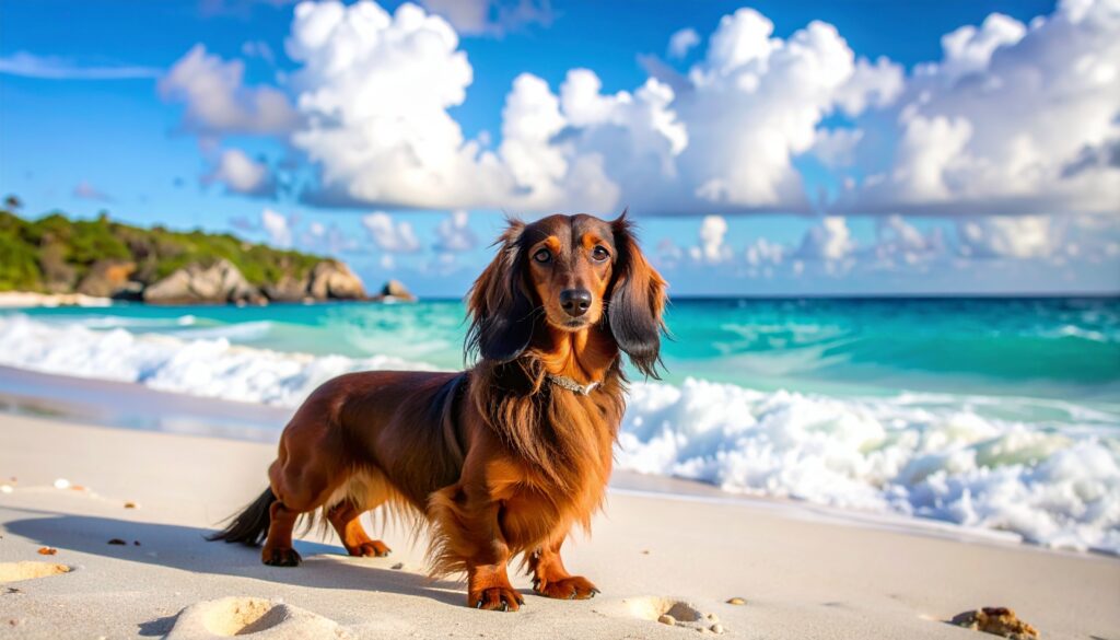 Long Haired Dachshund Grooming Guide: 10 Essential Tips for a Healthy, Shiny Coat 2 Firefly long haired dachshund colourful and cloudy beach 828709